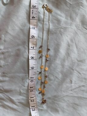 Gold-Tone Coin & Garnet Charm Necklace - Women Jewelry